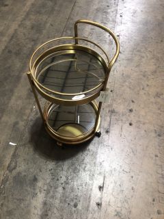 MCGOWAN ANTIQUE GOLD/BRONZE LEAF METAL SMALL ROUND BAR TROLLEY, RRP £158