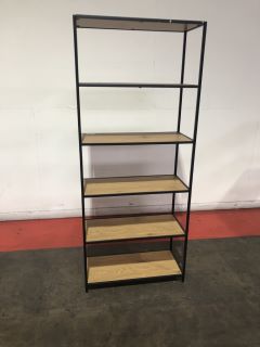 SEAFORD BLACK METAL FRAMED TALL 5 SHELF BOOKCASE, W77 X D35 X H185CM, RRP £335