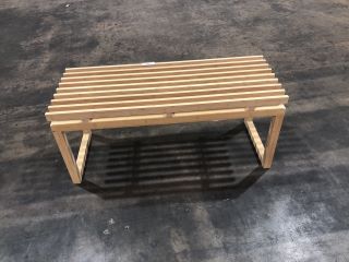 WOODEN BALI BENCH W/ SLEDGE BASE, H- 44CM W- 100CM D- 38CM