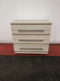 FERRARA 3 DRAWER CHEST W/ STAINLESS STEEL HANDLES, H- 75CM W- 81CM D- 47CM