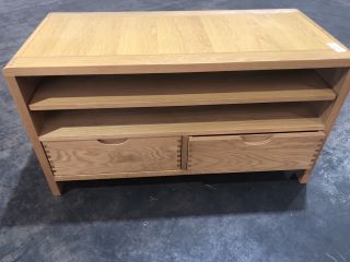 ERCOL BROSCO TEAK 2 DRAWER 2 SHELVES TV UNIT, H- 54.5CM W- 99CM D- 45CM, RRP £808