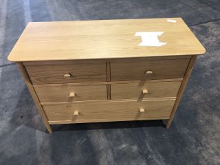 TERAMO OAK 5 DRAWER WIDE CHEST, H- 84CM W- 113CM D- 47CM,  RRP £1370