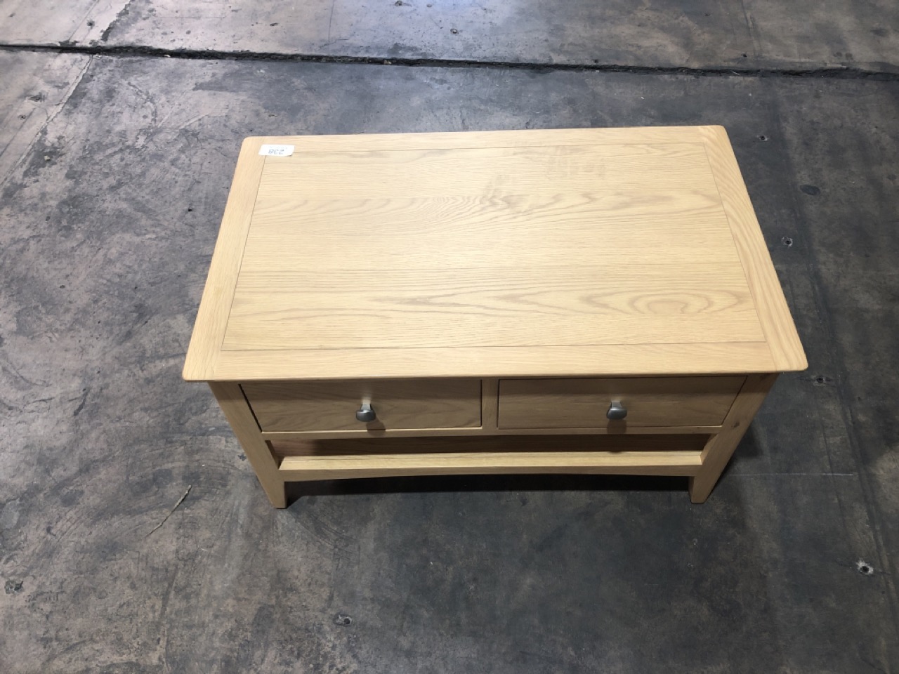 OAK 2 DRAWER AND CONSOLE COFFEE TABLE, H- 50CM W- 90CM D- 55CM