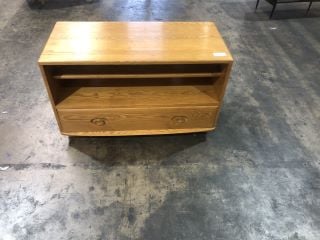 WINDSOR TEAK 1 DRAWER AND 1 SHELF TV UNIT, H- 55CM W- 91CM D- 43CM