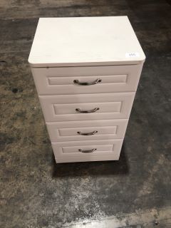 NAPLES OFF WHITE 4 DRAWER CHEST W/ STAINLESS STEEL HANDLES, H- 95CM W- 50.5CM D- 45.5CM, RRP £799