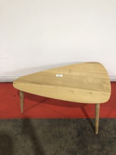 OAK THREE LEGGED PEBBLE TABLE, H- 46.5CM W- 88CM D- 59CM