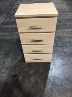 MAPLE 4 DRAWER SET W/ STAINLESS STEEL HANDLES, H- 96.5CM W- 50.5CM D- 44CM