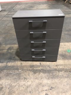 DARK GREY 5 DRAWER SET, H- 100CM W- 80CM D- 42CM