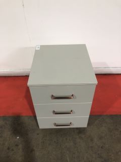 GREY 3 DRAWER SET W/ ROSE GOLD HANDLES, H- 59CM W- 40CM D- 45.5CM