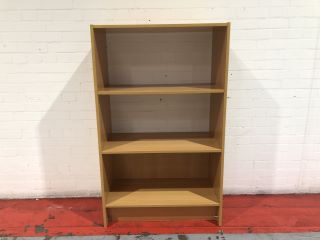 OAK 3 SHELF BOOKCASE, H- 138CM W- 84CM D- 42CM