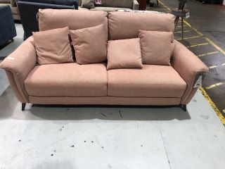 HORTON SALMON COLOURED FABRIC 2.5 SEATER SOFA WITH 4 X TOTTON CUSHIONS, RRP £917