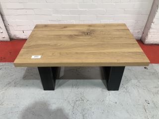 OAK RECTANGLE COFFEE TABLE WITH BLACK SQUARE STEEL LEGS, W90 X D61 X H45CM