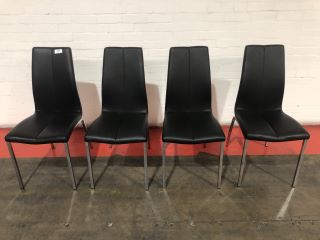 4 X BLACK FAUX LEATHER HIGH BACK DINING TABLE CHAIRS