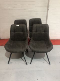 4 X WAYLOR DINING CHAIRS IN DARK GREY FABRIC