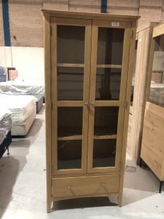 GLASS DOOR WOODEN DISPLAY CABINET WITH 4 SHELVES AND 1 DRAWER, H- 180CM W- 80CM D- 35CM