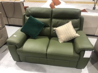 HENDRA 2 SEATER SOFA IN GREEN COLOURED LEATHER, RRP £1,949.00