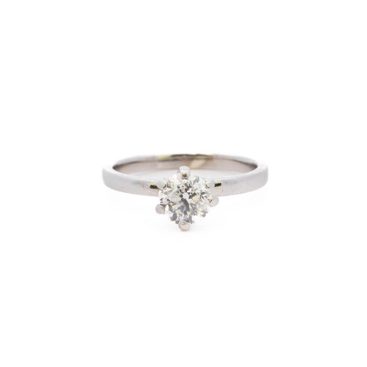 9ct White Gold 1.00ct Diamond Round Brilliant-cut Single Stone Ring, Size N, 2.9g. Colour H, Clarity Si. Diamond Factory Report DF51116/1-1/1.  Auction Guide: £1,400-£1,900 (VAT Only Payable on Buyer