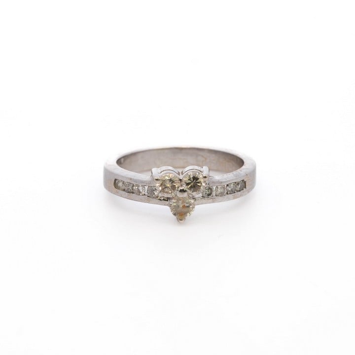 14K White Diamond Eleven Stone Ring, Size L, 3.6g.  Auction Guide: £150-£200 (VAT Only Payable on Buyers Premium)