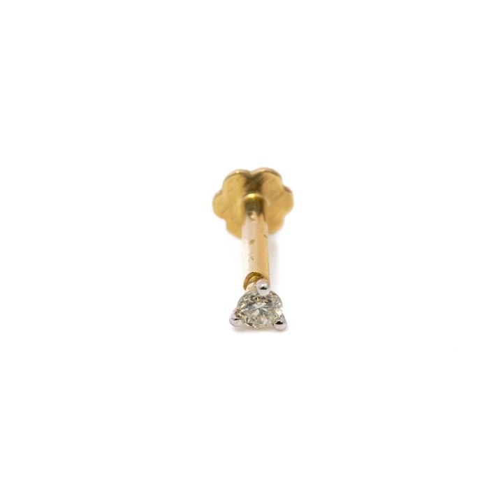 18K Yellow 0.06ct Diamond Nose, Lip and Ear Stud, 0.2g (VAT Only Payable on Buyers Premium)