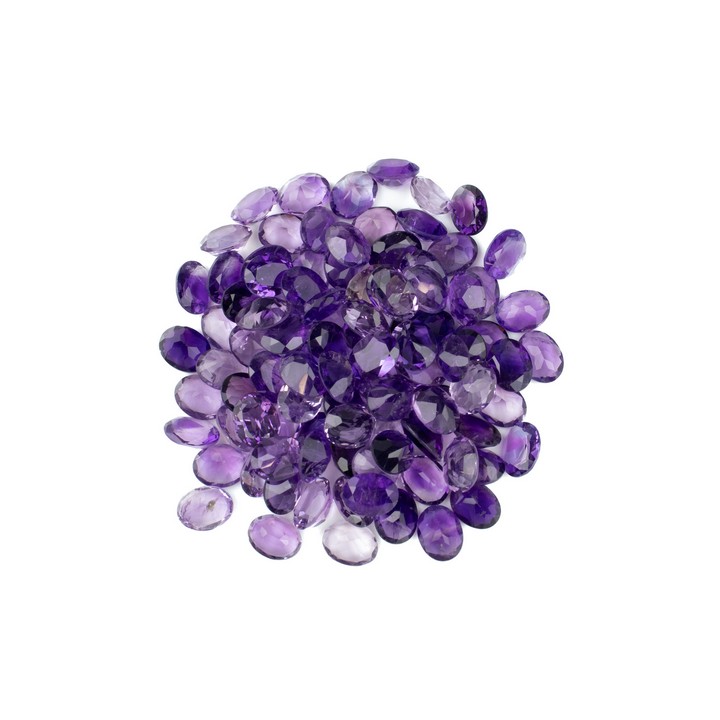 153.49ct Amethyst Faceted Oval-cut Parcel of Gemstones, 9x7mm