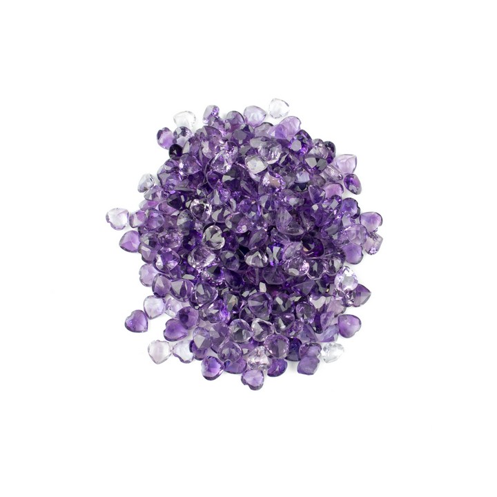 112.06ct Amethyst Faceted Heart-cut Parcel of Gemstones, 5mm