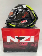 TRENDY FULL FACE HELMET BRAND NZI HELMETS OVERTAKING BLACK AND YELLOW COLOUR - LOCATION 10A.