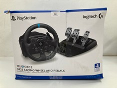 SET OF STEERING WHEEL AND PEDALS FOR PS4 AND PS5 OF LOGITECH BRAND - LOCATION 7A.