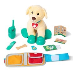 3 X MELISSA & DOUG STUFFED RANGER DOG WITH SEARCH AND RESCUE EQUIPMENT, SOFT AND CUDDLY PLUSH TOY, CUDDLE TOY, ROLE PLAY, CREATIVE PLAY, GIFT FOR BOYS AND GIRLS AGED 3+ YEARS - LOCATION 44A.