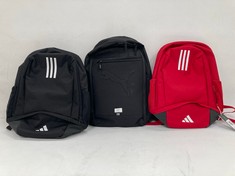 3 X BACKPACKS VARIOUS MAKES AND MODELS INCLUDING ADIDAS - LOCATION 12A.