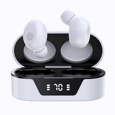 4 X VIIMI WIRELESS HEADPHONES, BLUETOOTH 5.3 NOISE CANCELLING, WATERPROOF IN EAR SPORTS HEADPHONES WITH CHARGING CASE AND MICROPHONE, 40H PLAYBACK, TOUCH CONTROL, WHITE/WHITE - LOCATION 2B.