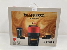 KRUPA NESPRESSO COFFEE MACHINE RED AND BLACK - LOCATION 12B.