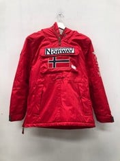 CHILDREN'S GEOGRAPHICAL NORWAY ANORAK SIZE 12 RED - LOCATION 13C.