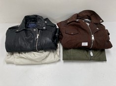 4 X JACKETS INCLUDING LEATHER JACKET OAKWOOD BLACK LEATHER JACKET SIZE L - LOCATION 41C.