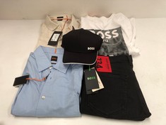 5 X HUGO BOSS CLOTHING ITEMS INCLUDING WHITE T-SHIRT SIZE L - LOCATION 38C.