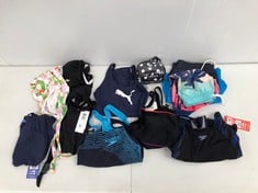 VARIETY OF SWIMMING COSTUMES OF DIFFERENT BRANDS AND SIZES INCLUDING WOMEN'S SWIMMING COSTUME PUMA SWIMMING COSTUME SIZE S BLUE - LOCATION 27C.