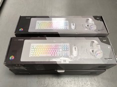 4 X MARS GAMING MCP-RGB3, GAMING PACK FIXED RGB KEYBOARD + GAMING MOUSE RGB FLOW 3200 DPI + OVER-EAR RGB HEADSET + XXL MOUSEPAD, WHITE, ENGLISH LANGUAGE - LOCATION 40C.