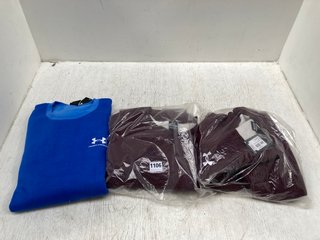 3 X UNDER ARMOUR ESSENTIAL SWEATSHIRTS IN ROYAL BLUE/MAROON - UK XXL: LOCATION - C10