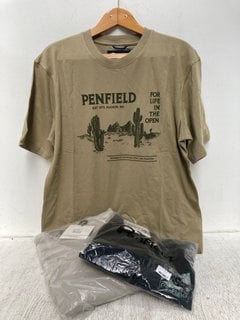 3 X ASSORTED MENS PENFIELD CLOTHING ITEMS IN UK SIZE M TO INCLUDE T-SHIRT IN SLATE GREEN: LOCATION - C6