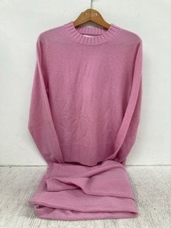 BASICS WOMENS CROPPED SPORTY CASHMERE JUMPER SET IN LEMONADE PINK - UK SIZE LARGE - TOP RRP £95: LOCATION - D2