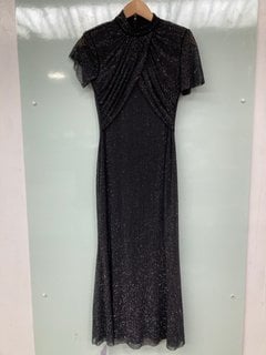 SELF-PORTRAIT BLACK RHINESTONE MESH MIDI DRESS - SIZE UK10 - RRP £480: LOCATION - BOOTH