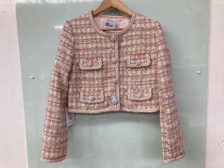 SELF-PORTRAIT PINK SEQUIN BOUCLE JACKET - SIZE UK12 - RRP £409: LOCATION - BOOTH