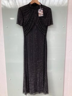 SELF-PORTRAIT BLACK RHINESTONE MESH MIDI DRESS - SIZE UK14 - RRP £480: LOCATION - BOOTH