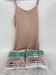 QTY OF VLAZOM LADIES LONG SPAGHETTI STRAP NIGHTDRESSES IN BEIGE : SIZES S/S-M: LOCATION - A6