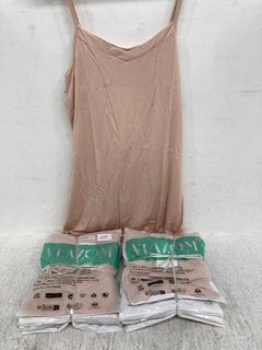 QTY OF VLAZOM LADIES LONG SPAGHETTI STRAP NIGHTDRESSES IN BEIGE : SIZES S/M - XL: LOCATION - A6