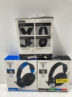 3 X ASSORTED TURTLE BEACH GAMING HEADSETS TO INCLUDE RECON 70 MULTIPLATFORM WIRED HEADSET: LOCATION - B3