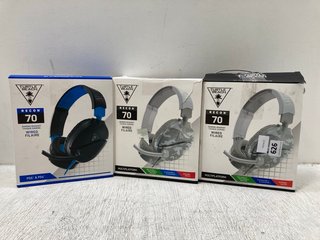 3 X ASSORTED TURTLE BEACH GAMING HEADSETS TO INCLUDE RECON 70 MULTIPLATFORM WIRED HEADSET: LOCATION - B3