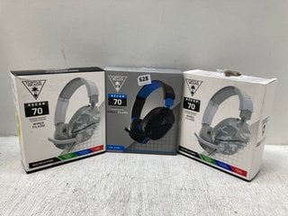 3 X ASSORTED TURTLE BEACH GAMING HEADSETS TO INCLUDE RECON 70 MULTIPLATFORM WIRED HEADSET: LOCATION - B3