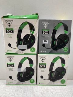 4 X TURTLE BEACH RECON 50X WIRED GAMING HEADSETS FOR XBOX: LOCATION - B4