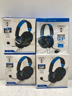 4 X TURTLE BEACH RECON 50P WIRED GAMING HEADSETS FOR PS4 & PS5: LOCATION - B4