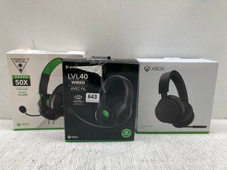 3 X ASSORTED GAMING HEADSETS TO INCLUDE TURTLE BEACH RECON 50X WIRED HEADSET FOR XBOX: LOCATION - B4